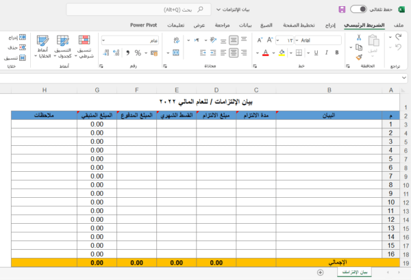 بيان الالتزامات