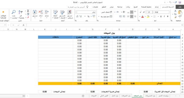 النموذج المالي للمتجر الإلكتروني