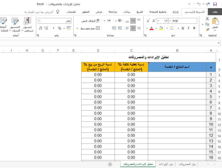 تحليل الإيرادات والمصروفات