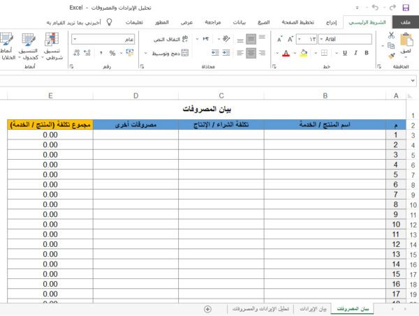 تحليل الإيرادات والمصروفات