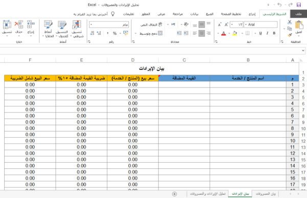 تحليل الإيرادات والمصروفات